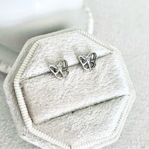 Silver outline butterfly studs